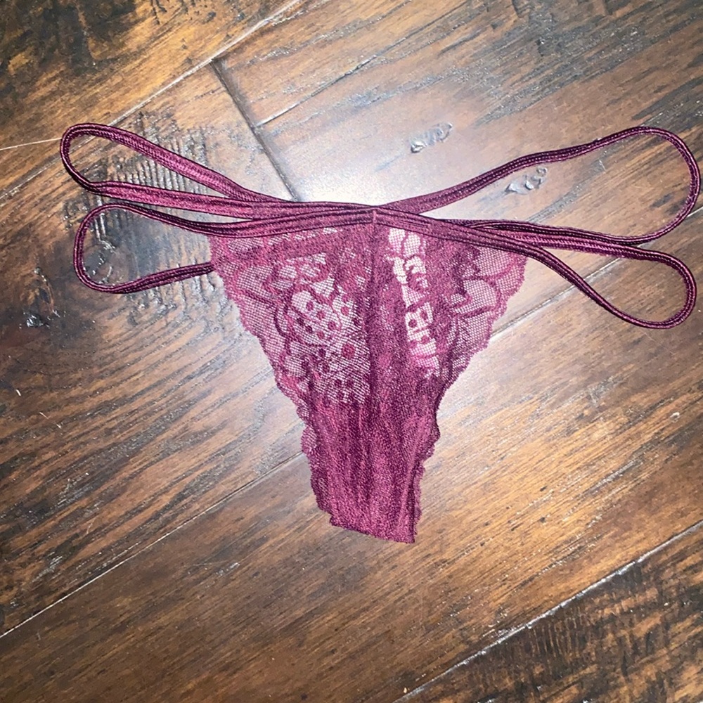Victoria’s Secret PINK Maroon Strappy Lace Thong